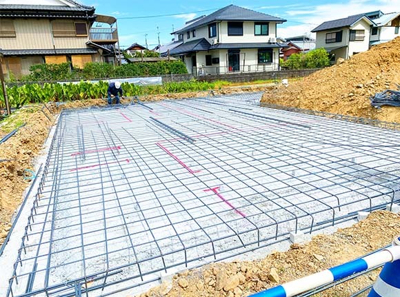 写真：基礎耐圧盤鉄筋・配筋