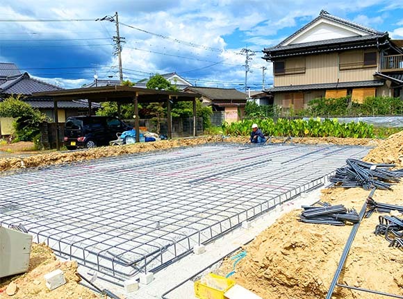 写真：基礎耐圧盤鉄筋・配筋